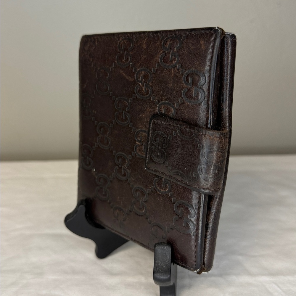 Gucci GG Embossed Leather Bifold Wallet Brown Vintage - Picture 2 of 11
